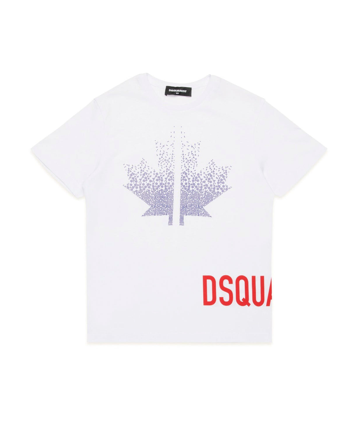 Dsquared2 Kids T-shirt Bianca con Applicazione Leaf Strass per Bambine