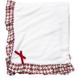 Deolinda Kids Coperta Bianco e Rosso con Fiocco per Neonate