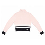Elisabetta Franchi La Mia Bambina Maglia Lupetto Nude/Avorio e Nero con Logo per Bambine