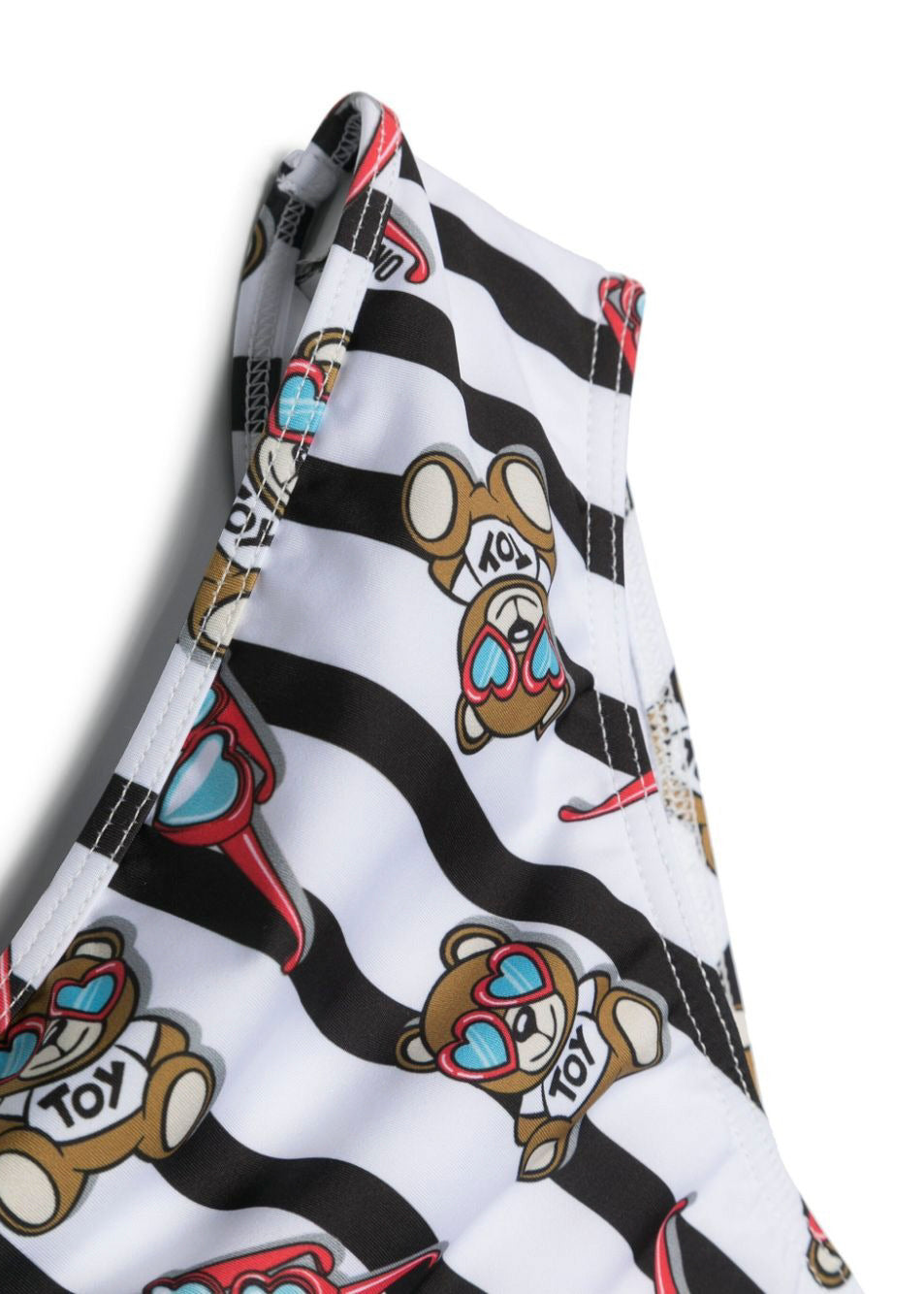 Moschino Kids Costume Bikini Bianco/Nero con Teddy Bear per Bambine (dettaglio)