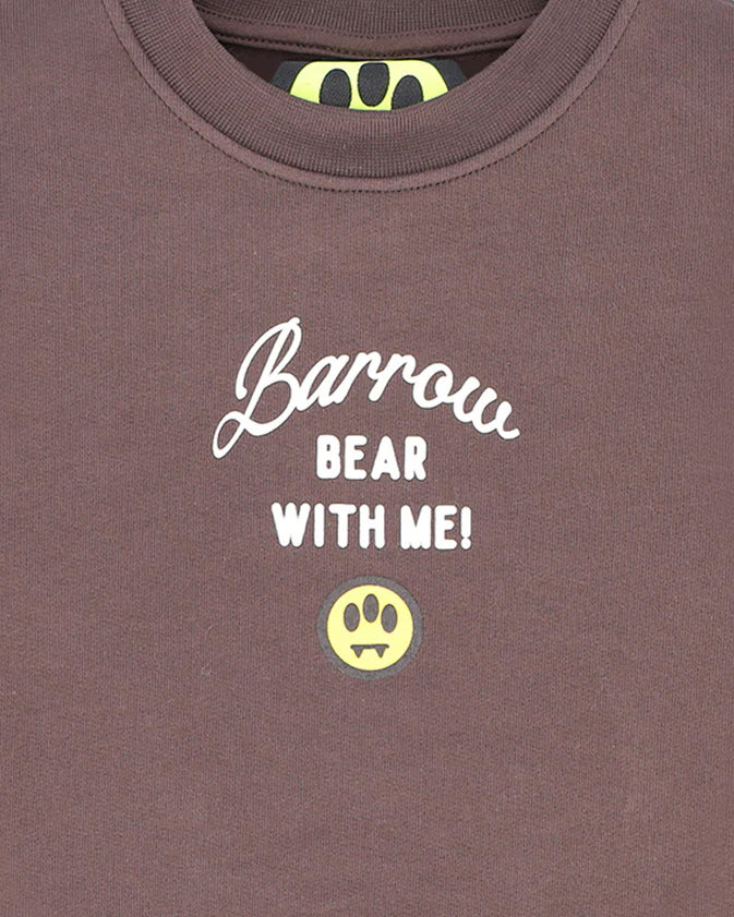 Barrow Kids felpa Marrone Girocollo con Scritta Bear With Me per Bambine