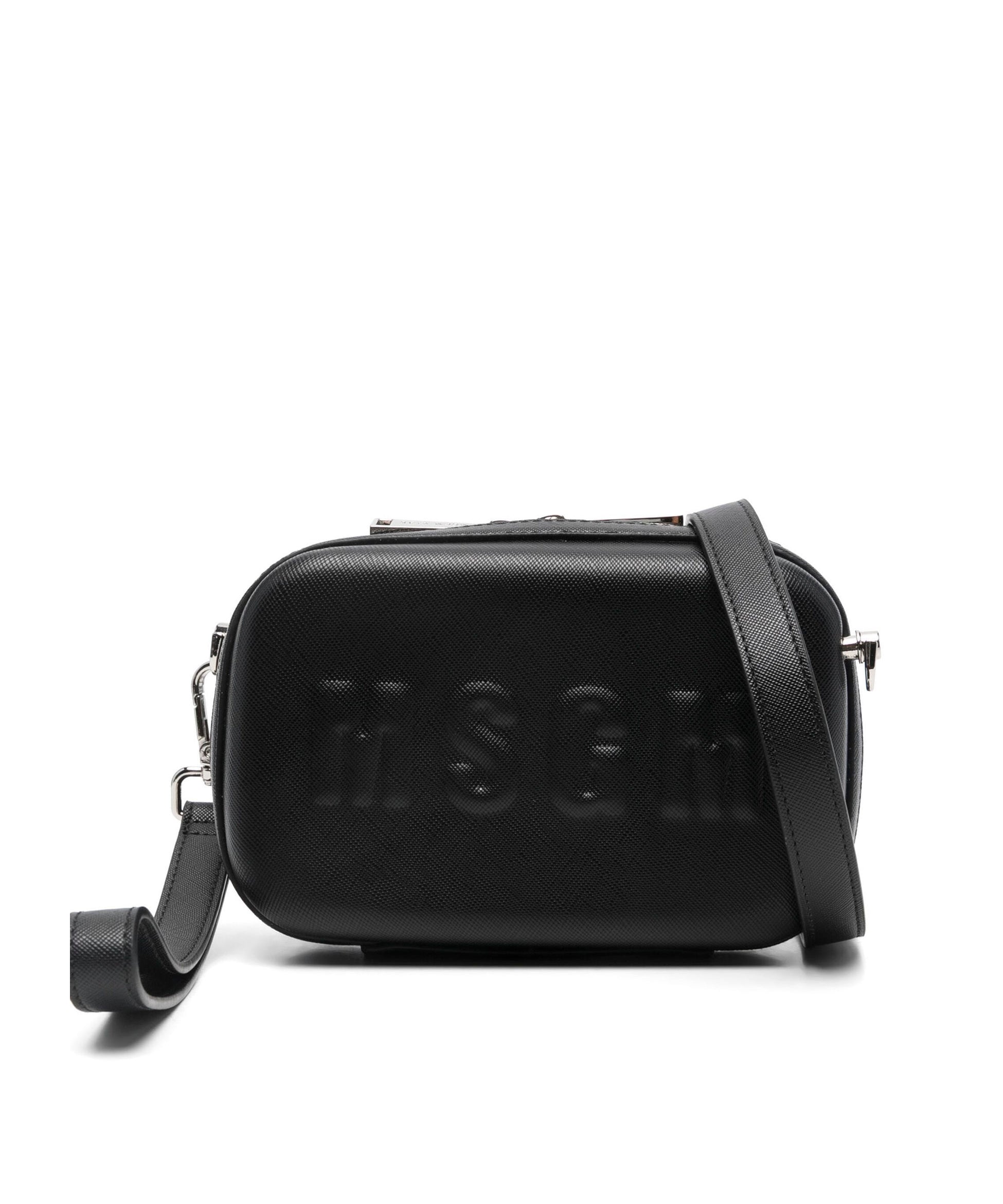 MSGM Kids Borsa a Tracolla Nera con Logo Groffato per Bambine