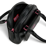Diesel Kids Mini Bag in Tessuto Nera con Logo Oval Fucsia per Bambine