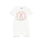Moschino Kids Tutina Panna con Stampa con Cappellino per Neonate