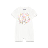 Moschino Kids Tutina Panna con Stampa con Cappellino per Neonate