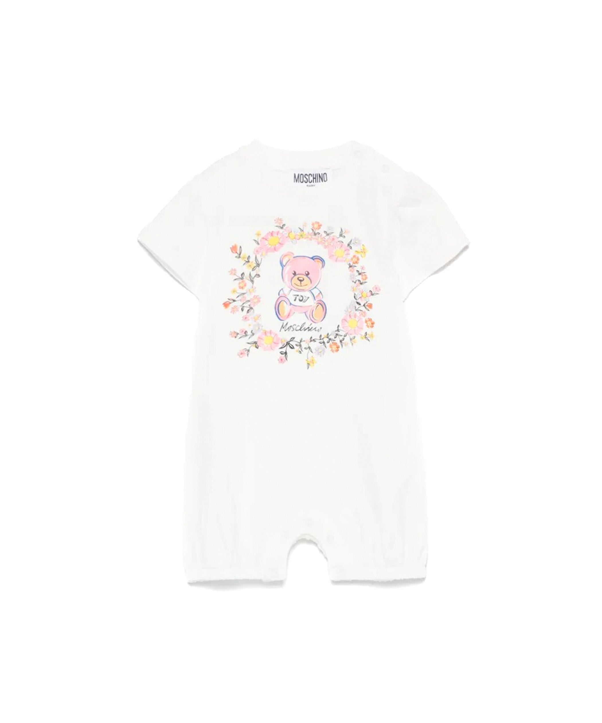 Moschino Kids Tutina Panna con Stampa con Cappellino per Neonate