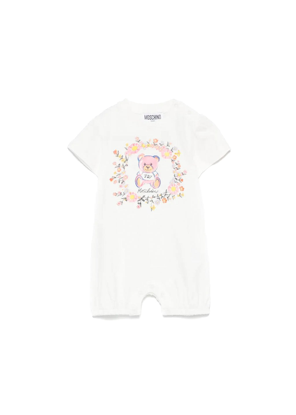 Moschino Kids Tutina Panna con Stampa con Cappellino per Neonate