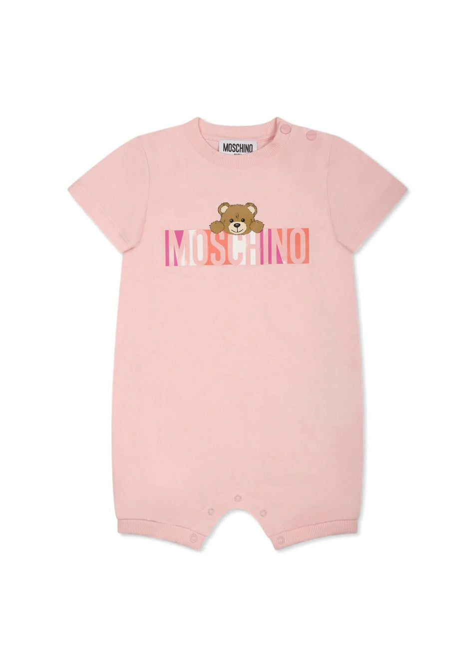 Moschino Kids Tutina Rosa con Stampa Colorful per Neonate