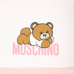 Moschino Kids Coperta Bianca/Rosa con Stampa Teddy Bear per Neonate (dettaglio)