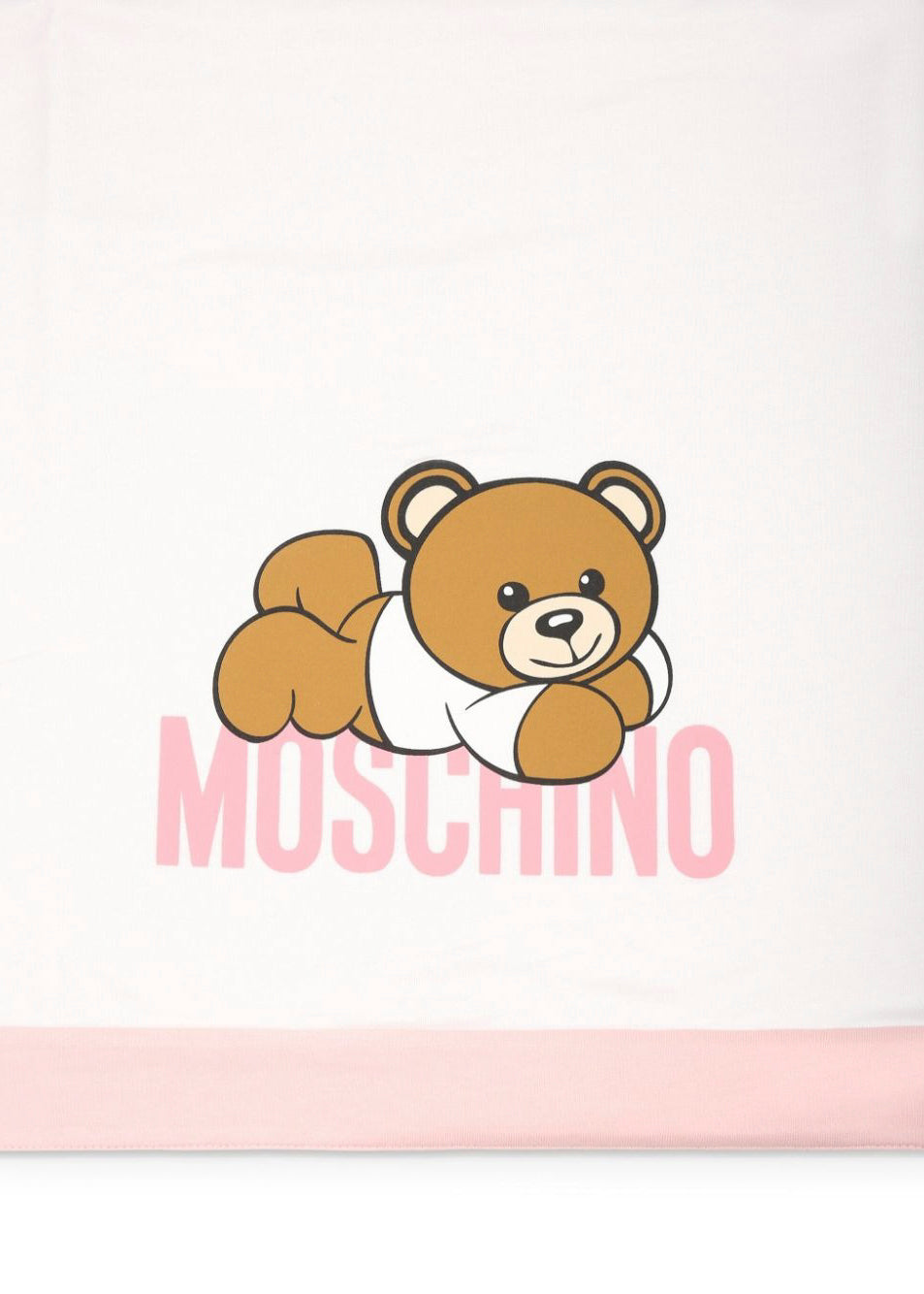 Moschino Kids Coperta Bianca/Rosa con Stampa Teddy Bear per Neonate (dettaglio)