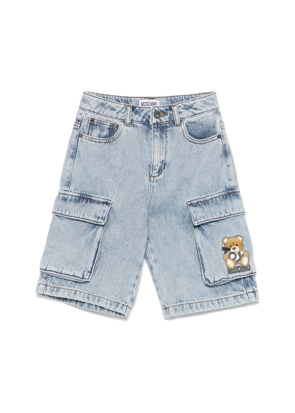 Moschino Kids Bermuda Denim con Stampa Toy per Bambini
