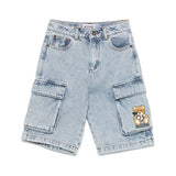 Moschino Kids Bermuda Denim con Stampa Toy per Bambini