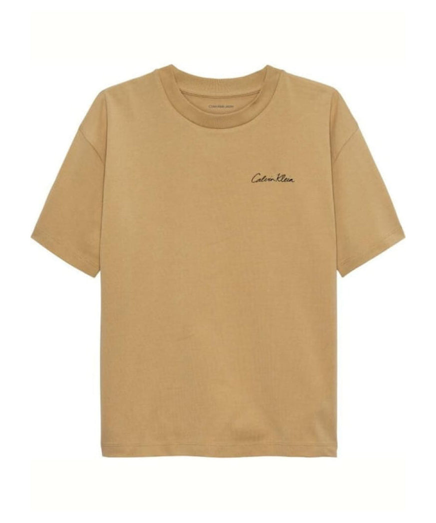 Calvin Klein Kids T-Shirt Beige con Logo e Stampa sul Retro per Bambini