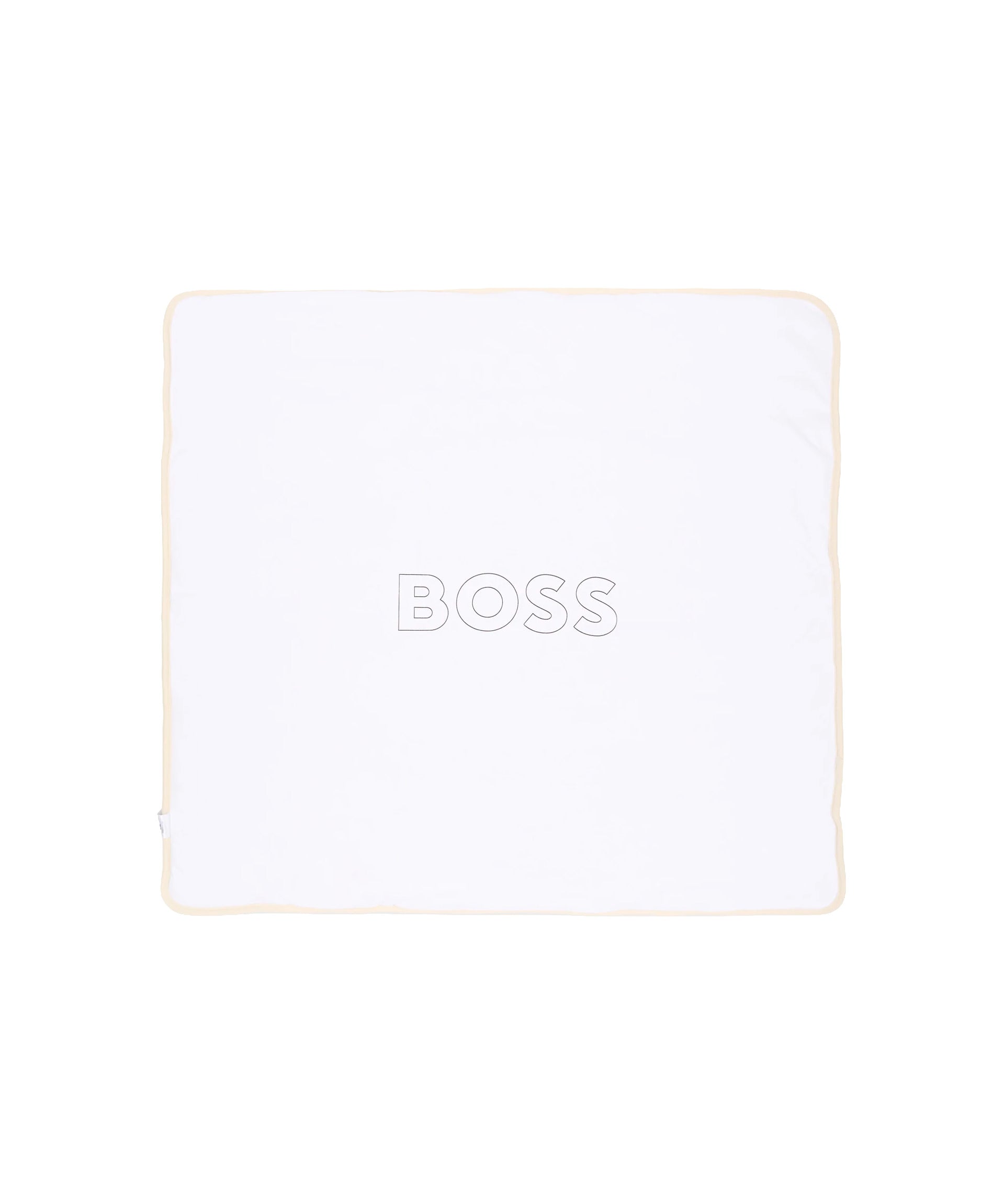 BOSS Kids Copertina Beige Bifacciale in Cotone con Orsetti Jacquard e Logo per Bambini