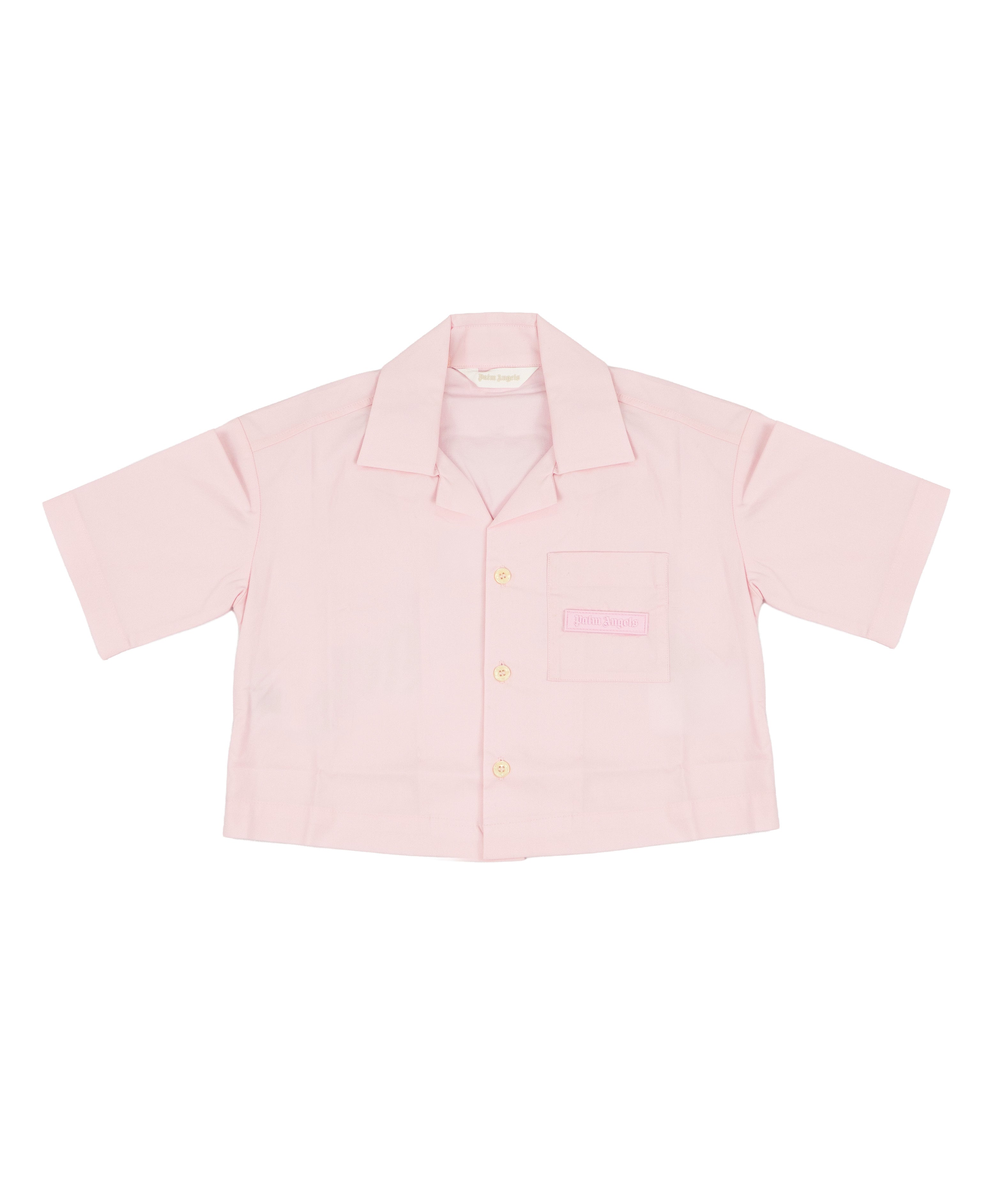 Palm Angels Kids Camicia Rosa con Logo e Stampa sul Retro per Bambine