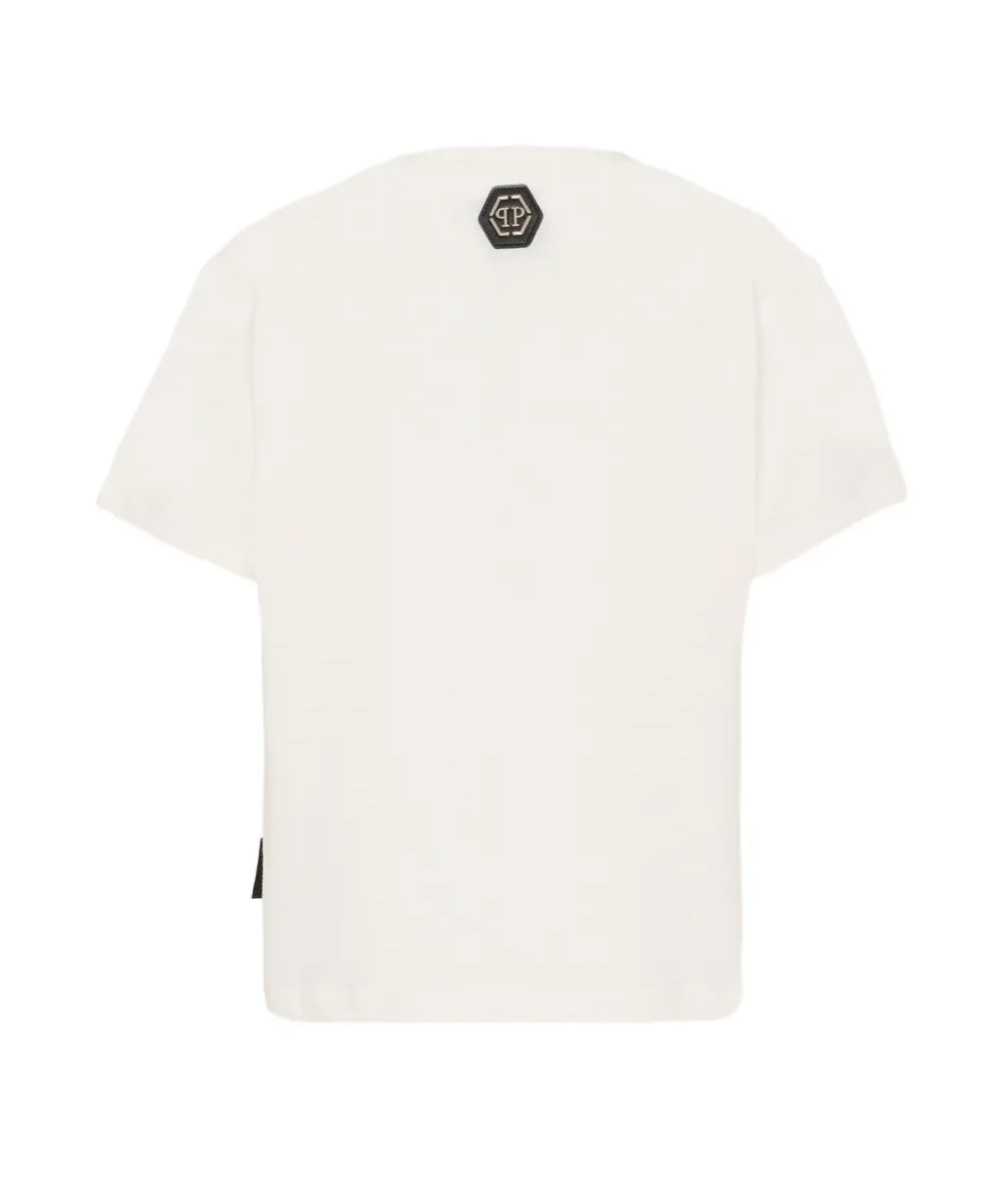 Philipp Plein Kids T-Shirt Bianco con Stampa Multicolor per Bambini