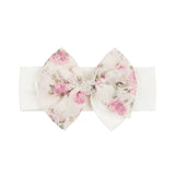 Blumarine Kids Fascia per Capelli Bianca con Fiocco a Fantasia Floreale Rose e Logo Strass per Neonate