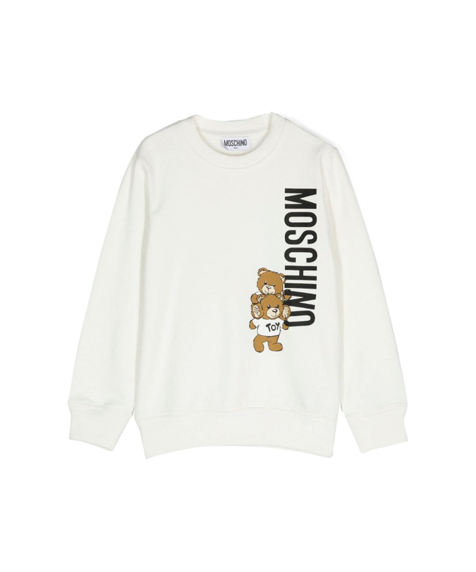 Moschino Kids Felpa Panna con Logo Teddy Bear per Bambini