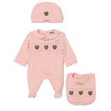 Moschino Kids Tutina + Cappello Rosa con Ricami Teddy per Neonate