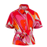 Emilio Pucci Kids Camicia con Fascia in Vita a Fantasia per Bambine