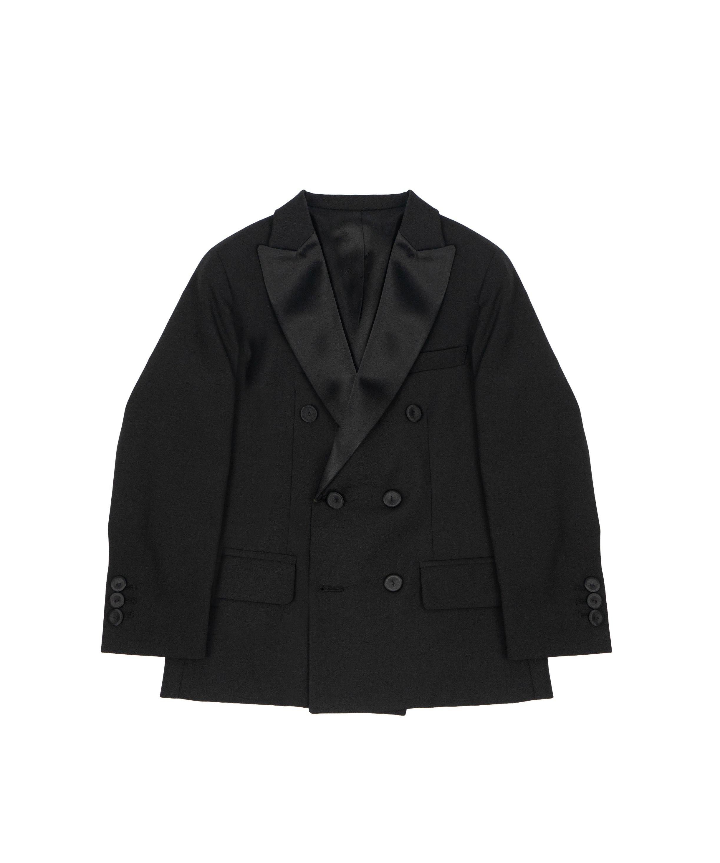 I'M Brian Kids Giacca Doppiopetto Nero con Rever in Raso per Bambini