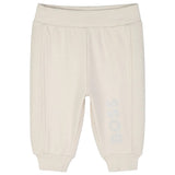 Hugo Boss Kids Completo Tuta Beige + T-Shirt Bianco con Logo per Neonati
