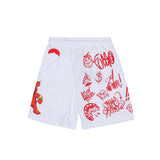 Sprayground Kids Bermuda Bianco con Stampa a Contrasto Rosso per Bambini