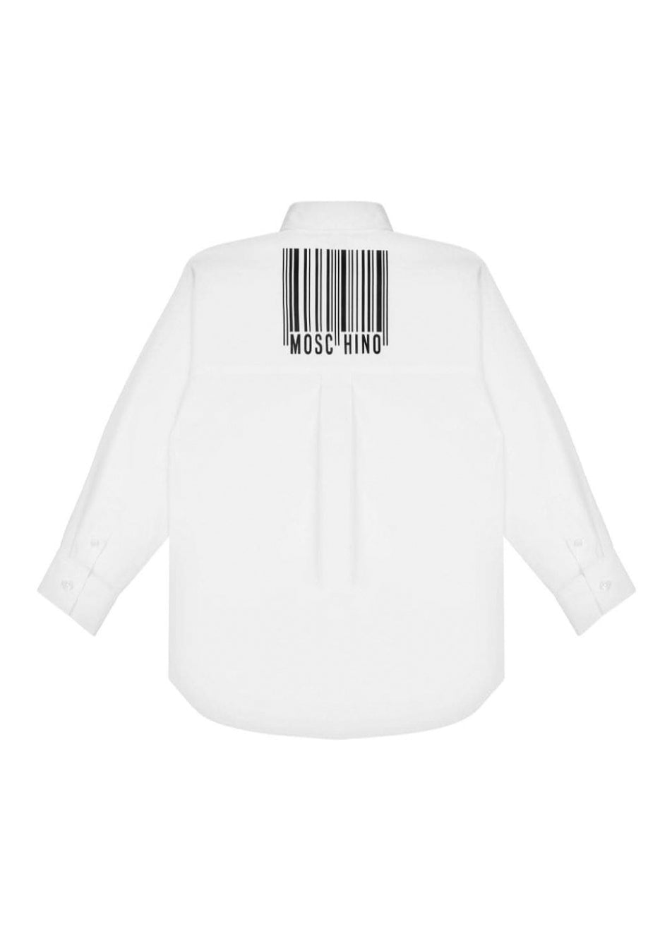 Moschino Kids Camicia Bianca con Stampa Codice a Barre per Bambine (retro)