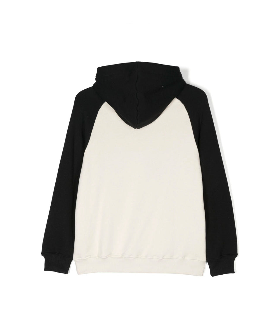 MSGM Kids Felpa Crema/Nero con Cappuccio per Bambini (retro)