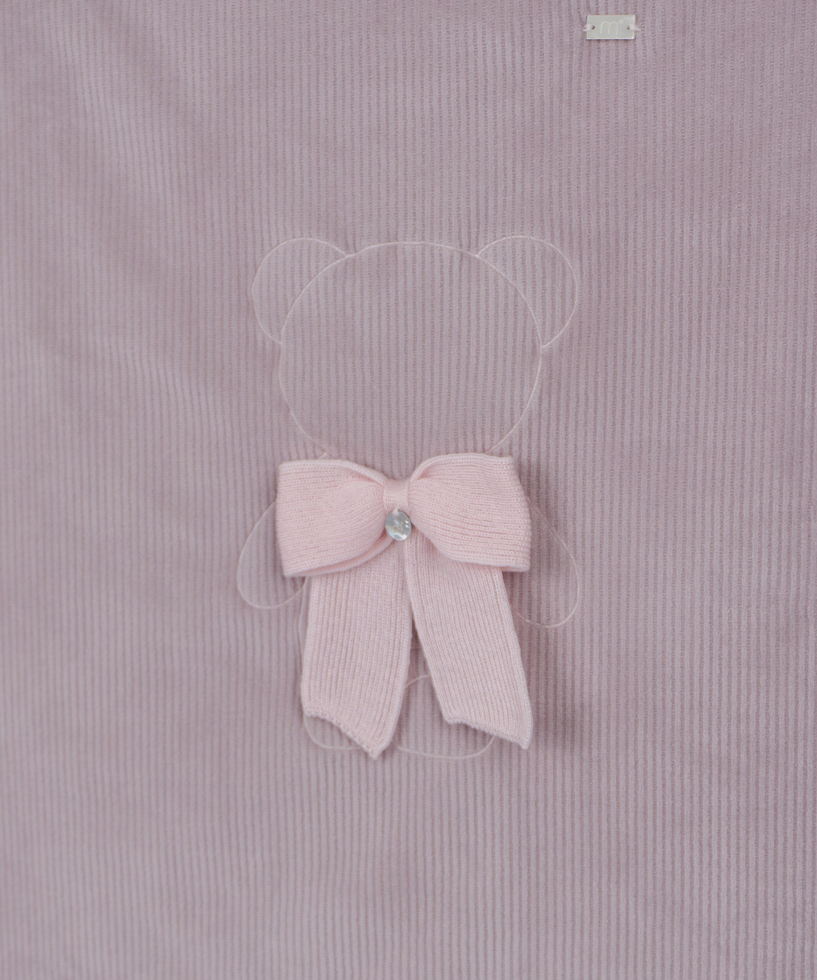 Marlù Coperta Marsalsa (rosa) con Ricamo Teddy e Fiocco per Neonate