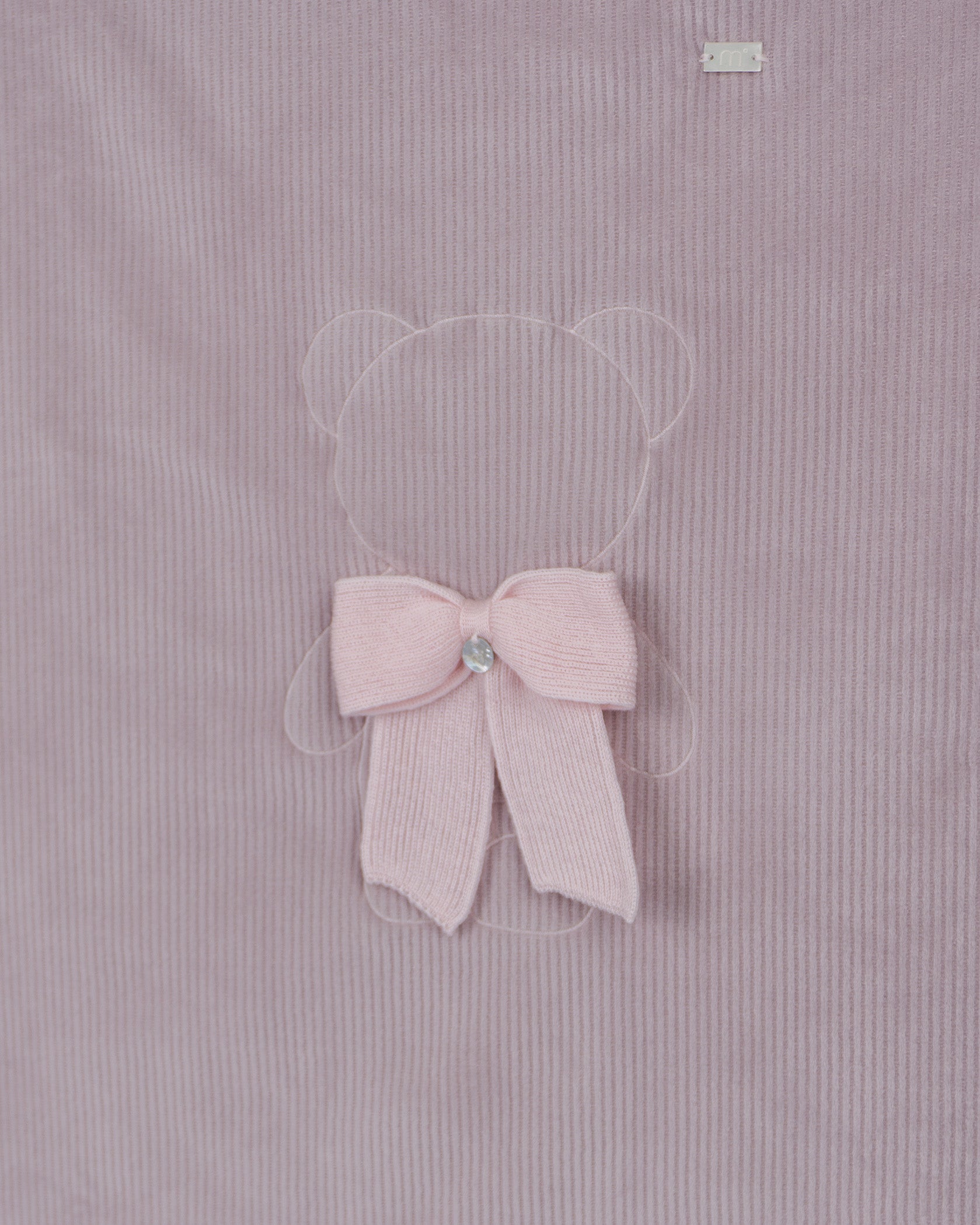 Marlù Coperta Marsalsa (rosa) con Ricamo Teddy e Fiocco per Neonate