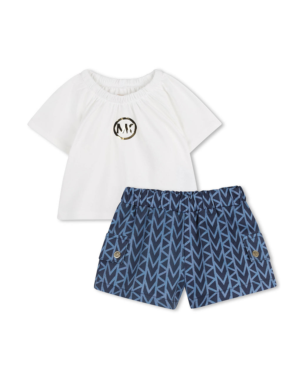 Michael Kors Kids Completo Bianco e Denim per Neonate