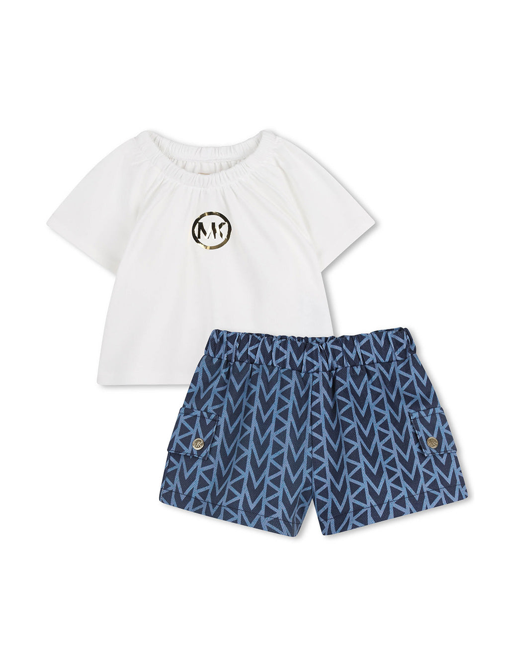 Michael Kors Kids Completo Bianco e Denim per Neonate