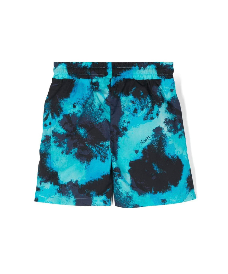 MSGM Kids Costume Boxer Turchese Tie Dye per Bambini
