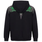 Marcelo Burlon County of Milan Kids Felpa Nero con Stampa Ali Verde per Bambini