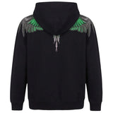 Marcelo Burlon County of Milan Kids Felpa Nero con Stampa Ali Verde per Bambini