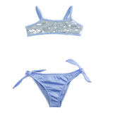 4Giveness Costume Bikini a Fascia Shine Glam Azzurro per Bambine