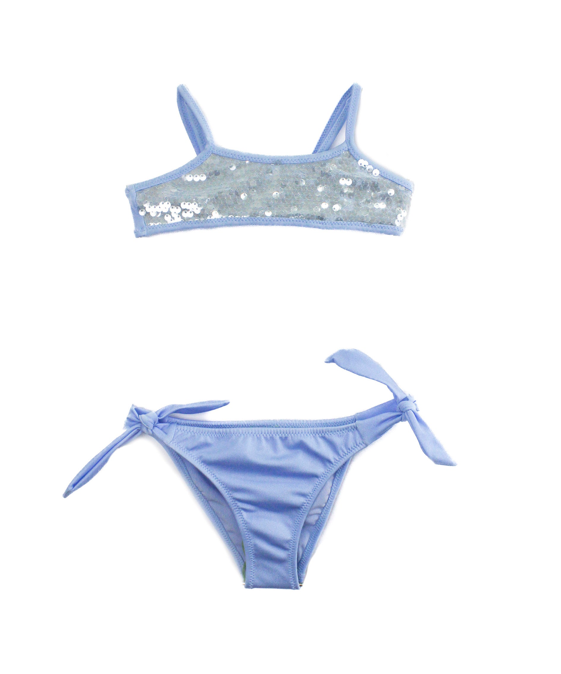 4Giveness Costume Bikini a Fascia Shine Glam Azzurro per Bambine
