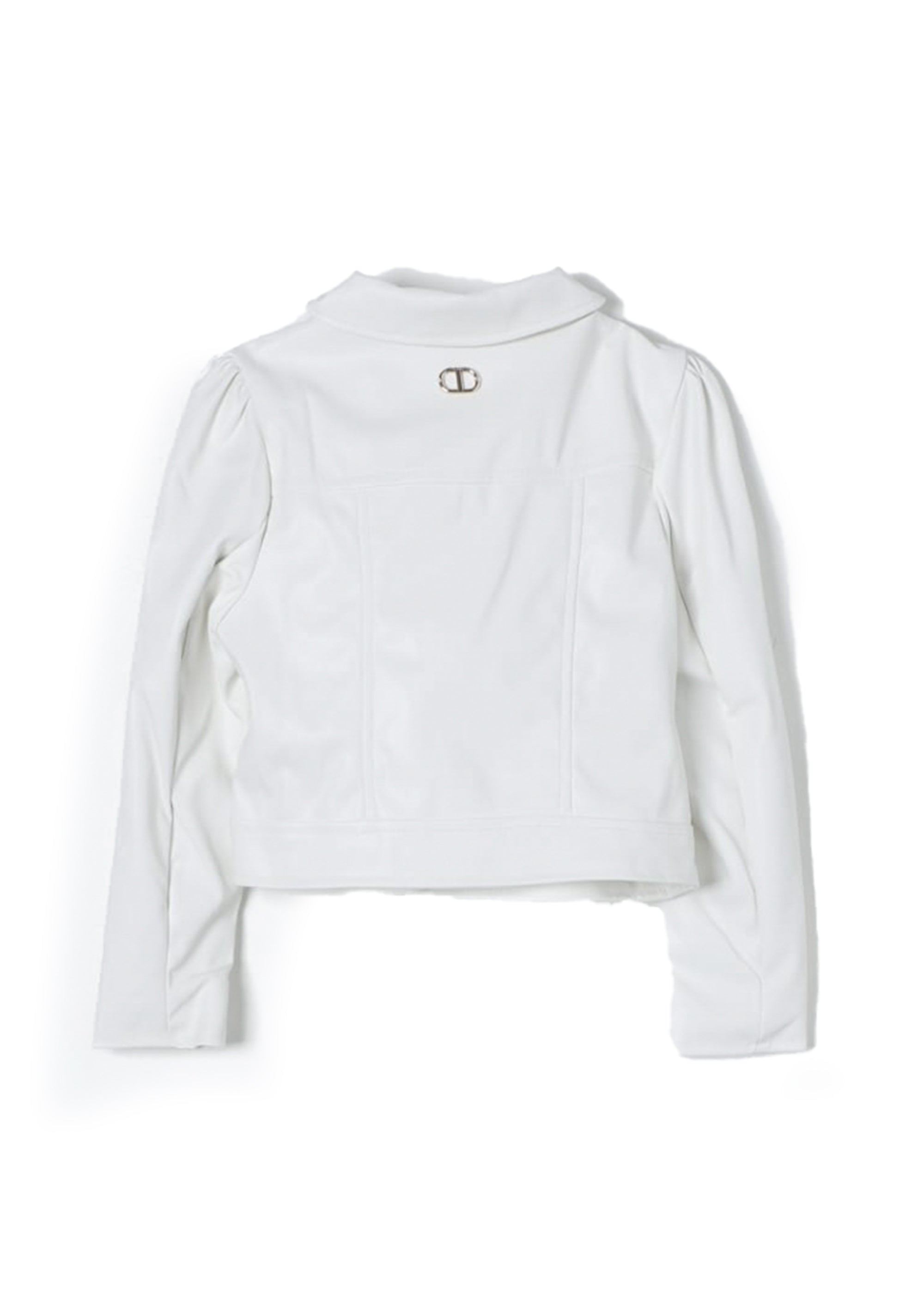 Twinset Kids Giubbino di Pelle Bianco con Volant per Bambine (retro)