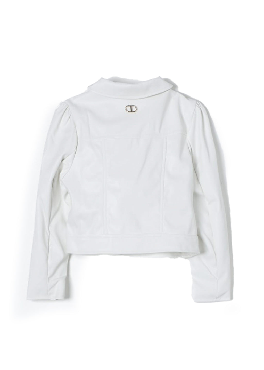 Twinset Kids Giubbino di Pelle Bianco con Volant per Bambine (retro)