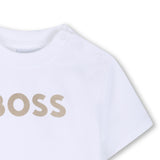 Boss Kids Completo Beige/Bianco a Strisce per Neonati