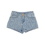 Pinko Kids Short Denim Logo All Over per Bambine