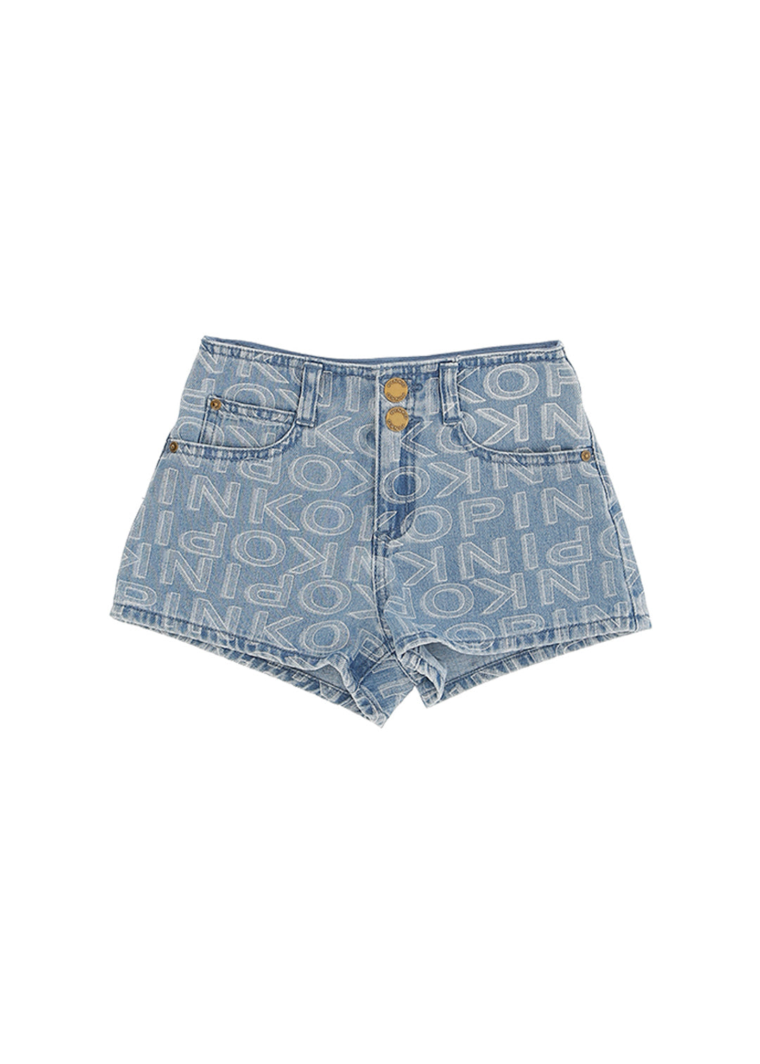 Pinko Kids Short Denim Logo All Over per Bambine