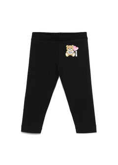 Moschino Kids Leggings Neri con Teddy per Neonate