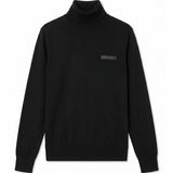 John Richmond Kids Maglione a Collo Alto Nero con Placca Logo Nera per Bambini
