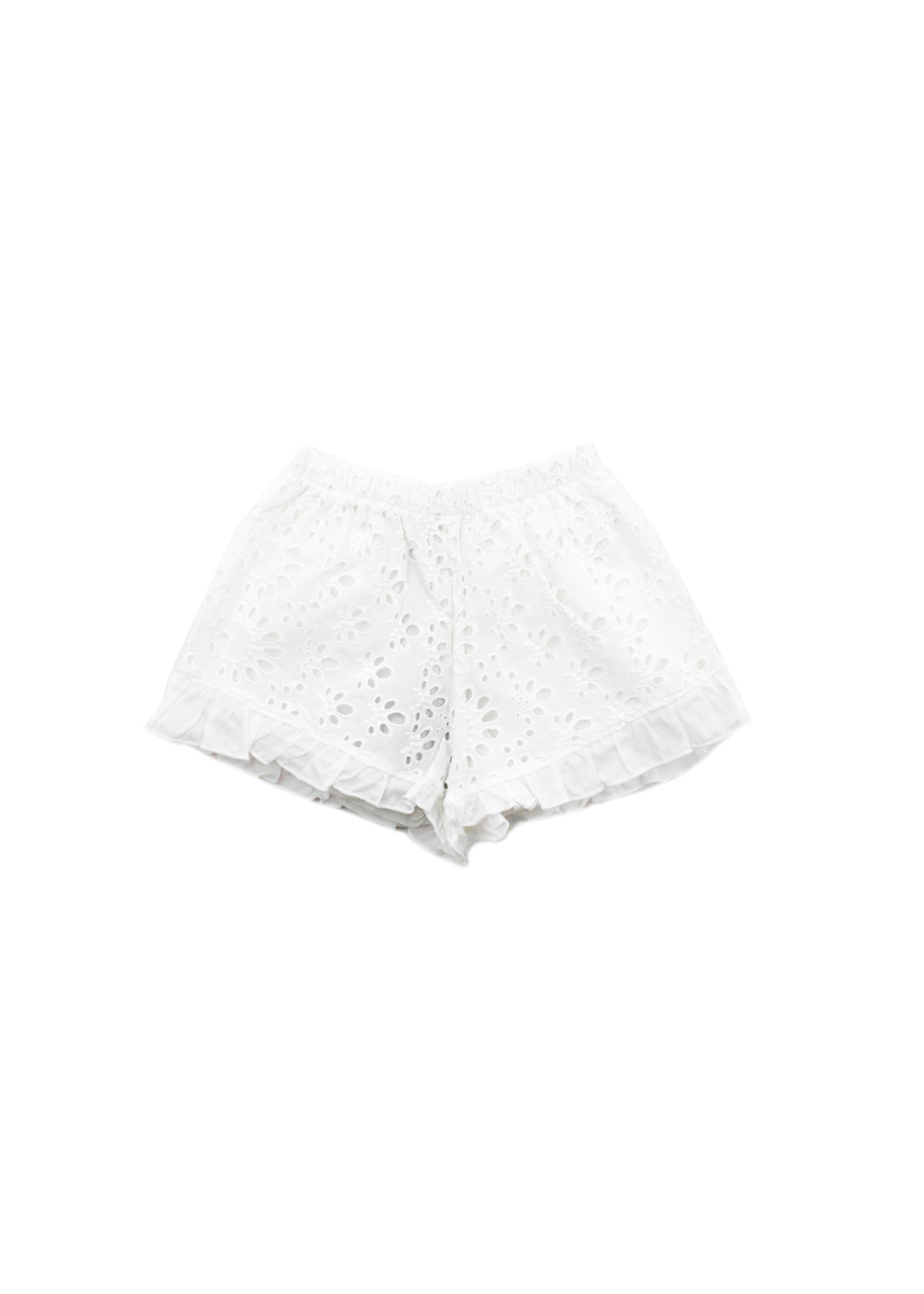4GIVENESS Copricostume Short Bianco Ricamato per Neonate