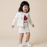 Dsquared2 Kids Giacca in Denim Bianco con Stampa Logo sul Retro per Neonati