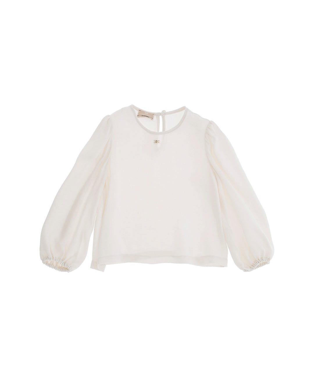 Elisabetta Franchi La Mia Bambina Camicia Panna con Targhetta Logo per Neonate