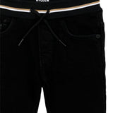 BOSS Kids Jeans Neri con Vita Elastica a Righe Iconiche e Coulisse per Neonati