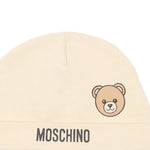 Moschino Kids Cappellino Beige in Cotone con Stampa Teddy Bear e Logo Unisex per Neonati